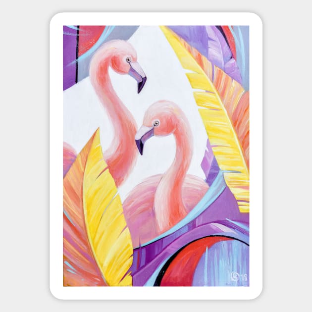 Flamingos in Love. Floral Mood Edit Sticker by Olya Yatsenko